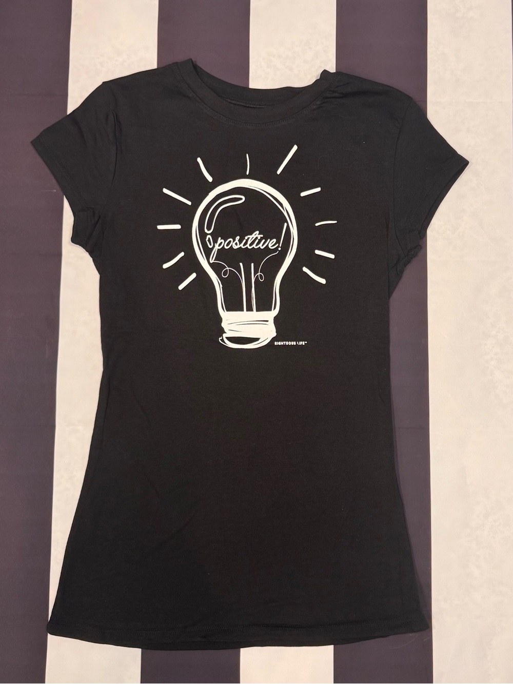 Splash Black Short-Sleeve Tee with White Lightbulb Graphic